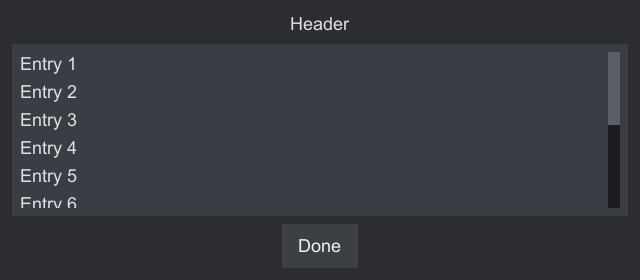 A header, a scrolling body and a footer